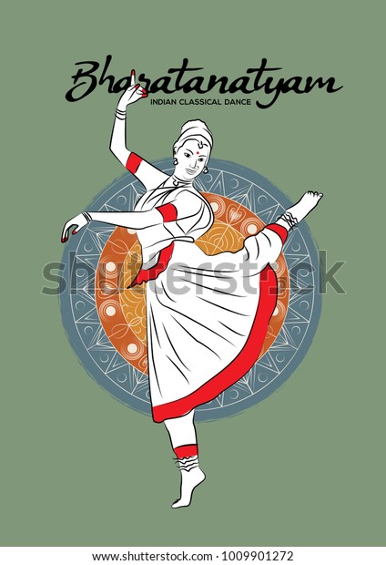 Indian Classical Dance Bharatanatyam Indian Girl Stock Vector (Royalty ...