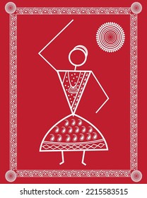 Indian classical dance drawing in Warli Painting, Indian dance Indian classical Warli art, illustration, vector, wallpaper.