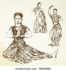 Indian Classical Dance - Hand Drawn Set