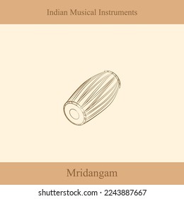 ilustración de línea vectorial de instrumentos de música clásica india