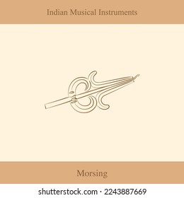 indian classical music instruments vector line illustration
