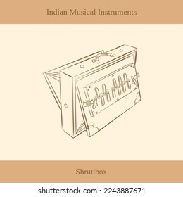 indian classical music instruments vector line illustration