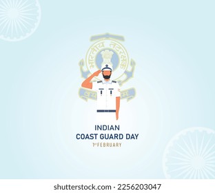 Indian Coast Guard Day. 1st February. Holiday concept. banner, poster, card. Flat illustration. background. Vector illustration. coast guard logo. Indian flag vector.