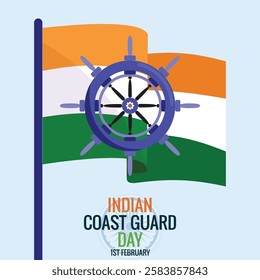 Indian Coast Guard Day 1st February, Indian Coast Guard patrolling surveillance boats, vector illustration, vector Template