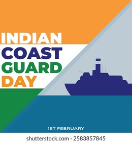 Indian Coast Guard Day 1st February, Indian Coast Guard patrolling surveillance boats, vector illustration, vector Template