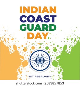 Indian Coast Guard Day 1st February, Indian Coast Guard patrolling surveillance boats, vector illustration, vector Template