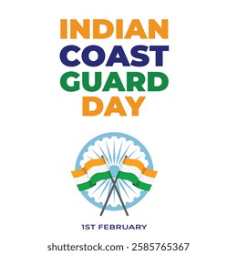 Indian Coast Guard Day 1st February, Indian Coast Guard patrolling surveillance boats, vector illustration, vector Template