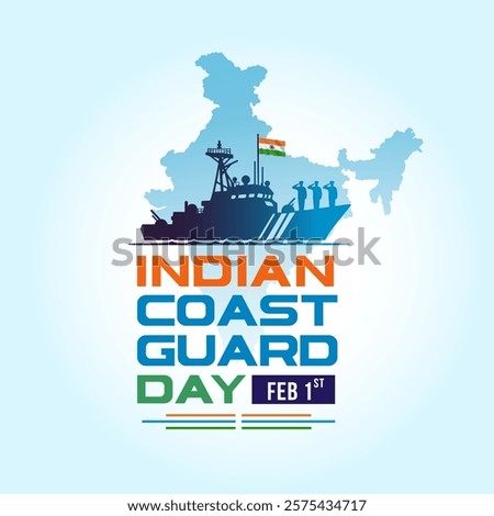 Indian Coast Guard Day. Creative Typography Tricolor, Social Media Post Vector