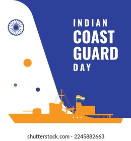 Indian Coast Guard Day Design Background For Greeting Moment