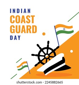 Indian Coast Guard Day Design Background For Greeting Moment