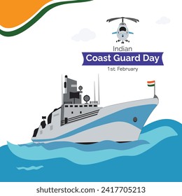 Indian Coast Guard Day. Vector, illustration. February 1.