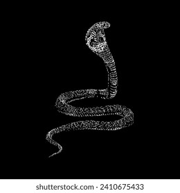 Indian Cobra hand drawing vector isolated on black background.