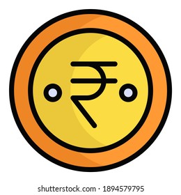 indian coin colored line icon isolated