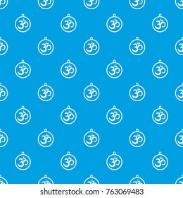 Indian coin pattern repeat seamless in blue color for any design. Vector geometric illustration