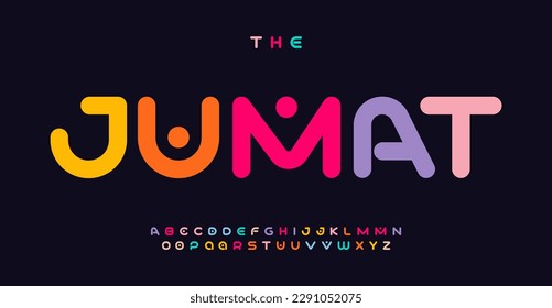 Indian color alphabet, soft and rounded letters, funny festival font for bright modern logo, emphasis headline, contemporary typography, modern typographic design. Vector typeset