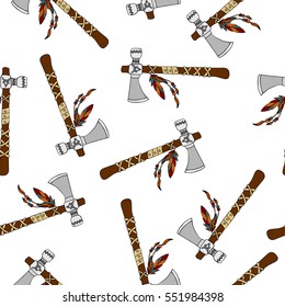 Indian color seamless pattern with tomahawks