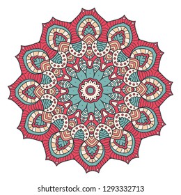 Indian Colorful Mandala Design. Vintage decorative elements. Oriental pattern, vector illustration. Islam, Arabic, Indian, turkish, pakistan, chinese, ottoman motifs