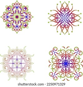 Indian colorful; mandala ornamentation design. Asian traditional mehandi style decor.