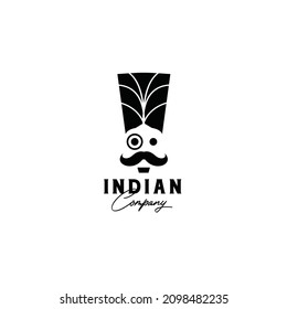 Indische Firma Schnurrbart Logo Design mit Brille und Hut, geeignet für Friseur, Salon und Food Restaurant