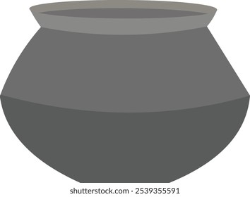 Indian cooking pot vector illustration flat icon.Hand drawn indian stew pot isolated on white background