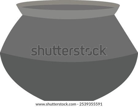 Indian cooking pot vector illustration flat icon.Hand drawn indian stew pot isolated on white background