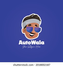Indische coole Auto-Wala Vektormascot Logo Vorlage.