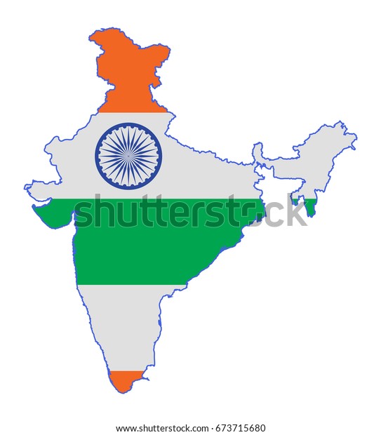 Indian Country Map Flag Stock Vector (Royalty Free) 673715680