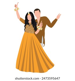 indian couple illustration south india bride wearing wedding dresses 