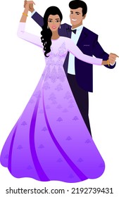 Indian couple of newlyweds in beautiful costumes dancing wedding dance Vector