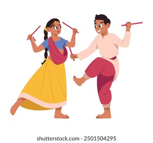indian couple wearing traditional costumes isolated