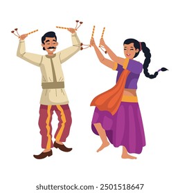 indian couple wearing traditional costumes isolated