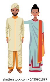 Indian Couple Wearing Traditional Hindu Clothes Stock Vector (Royalty ...