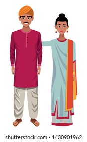 Indian Couple Wearing Traditional Hindu Clothes Stock Vector (Royalty ...