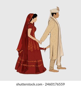 Indian Couple Wedding Dress Design.Illustrator and designer. Wedding Invites, save the date, Birthday Invites, Video Invites, E-Cards.