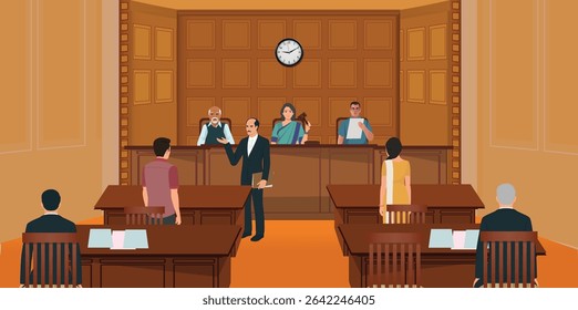 Tribunal indiano com vítimas e juiz