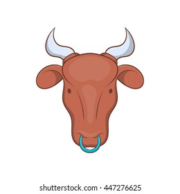 Indian cow icon in cartoon style on a white background