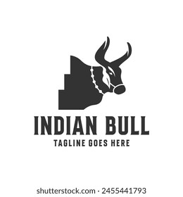 Indian cow illustration logo design