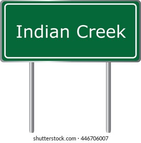 Indian Creek , Florida, road sign green vector illustration, road table, USA city