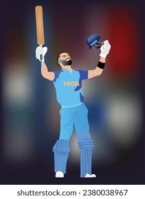 Indian cricket player happy after win match vector illustration