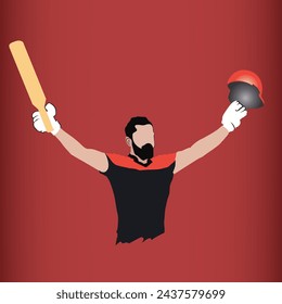 Indian cricket Player in red jersey vector Indian league cricket player svg