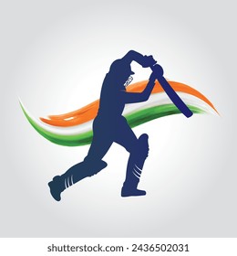 Indian cricket player vector Indian batsmen playing cricket vector svg