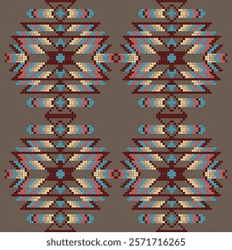 indian cross stitch needle work embroidery abstract artwork seamless geometric pattern printed background fabric wallpaper hand drawn  line watercolor print


