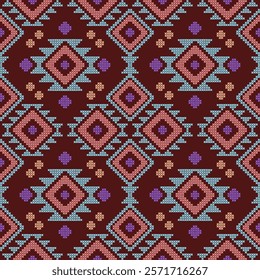 indian cross stitch needle work embroidery abstract artwork seamless geometric pattern printed background fabric wallpaper hand drawn  line watercolor print


