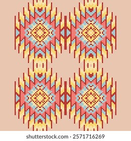 indian cross stitch needle work embroidery abstract artwork seamless geometric pattern printed background fabric wallpaper hand drawn  line watercolor print


