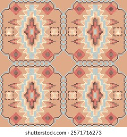 indian cross stitch needle work embroidery abstract artwork seamless geometric pattern printed background fabric wallpaper hand drawn  line watercolor print


