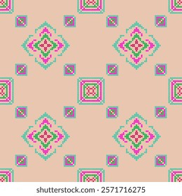 indian cross stitch needle work embroidery abstract artwork seamless geometric pattern printed background fabric wallpaper hand drawn  line watercolor print


