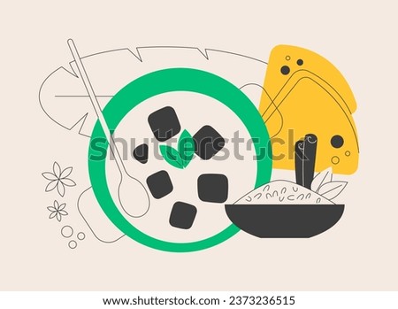 Indian cuisine abstract concept vector illustration. Spicy indian food, traditional cuisine, restaurant delivery, oriental taste, India shop, homemade curry, vegetarian menu abstract metaphor.
