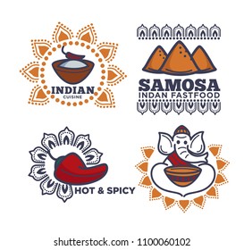 Indian Cuisine Fast Food Restaurant Vector Icons