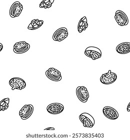 indian cuisine food curry vector seamless pattern thin line illustration