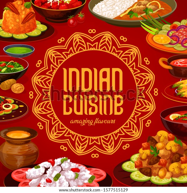 Indian Cuisine Food Menu Cover Traditional Stock Vector (Royalty Free ...